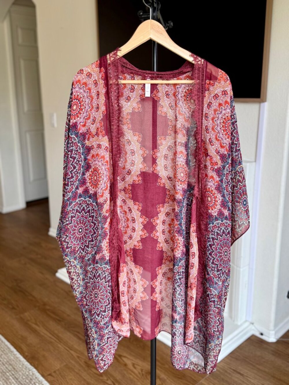 Open Front Sheer Kimono Sleeve Top Cardigan Size M/L Boho Artsy Fairy
